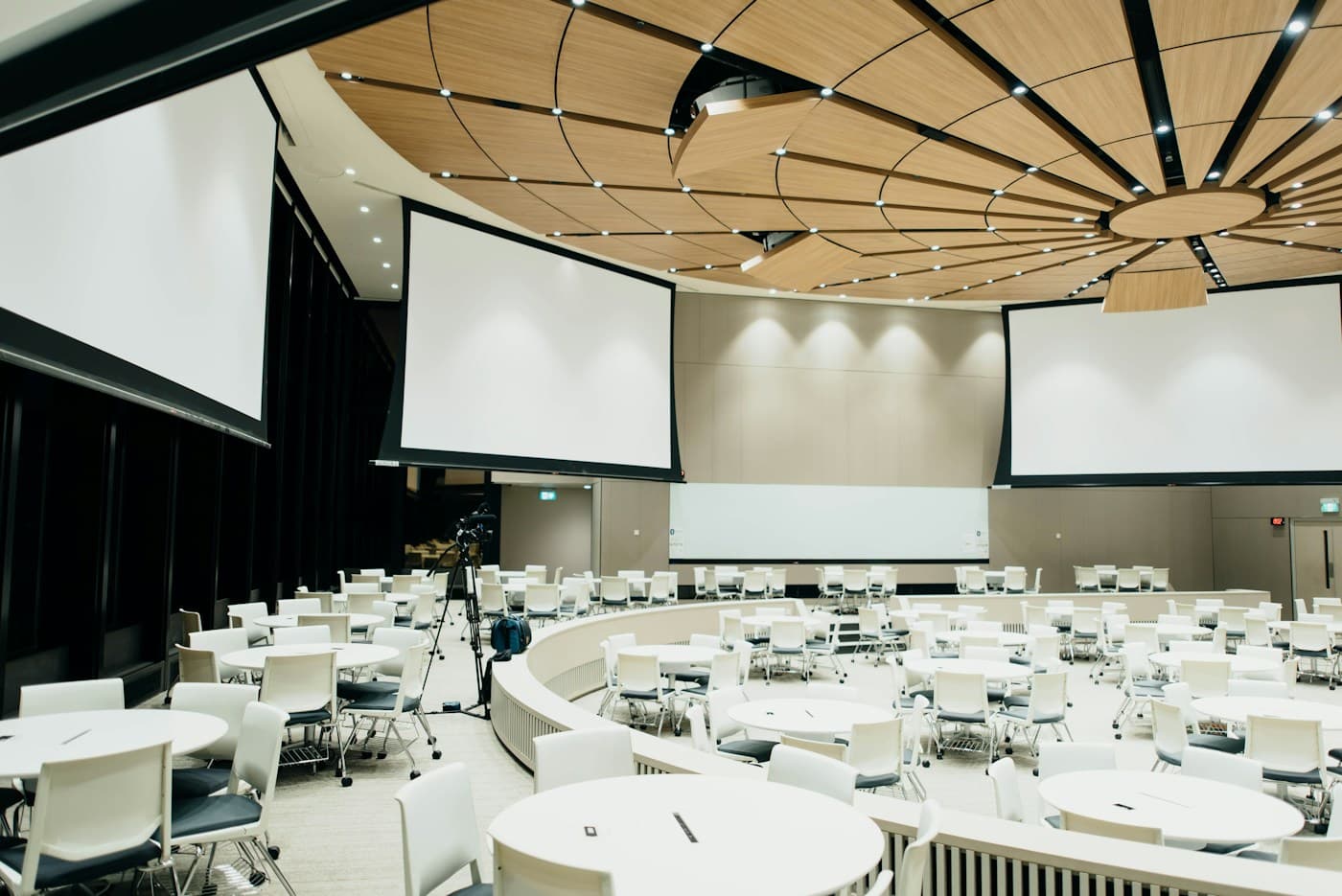 A conference space prepared for the next gathering